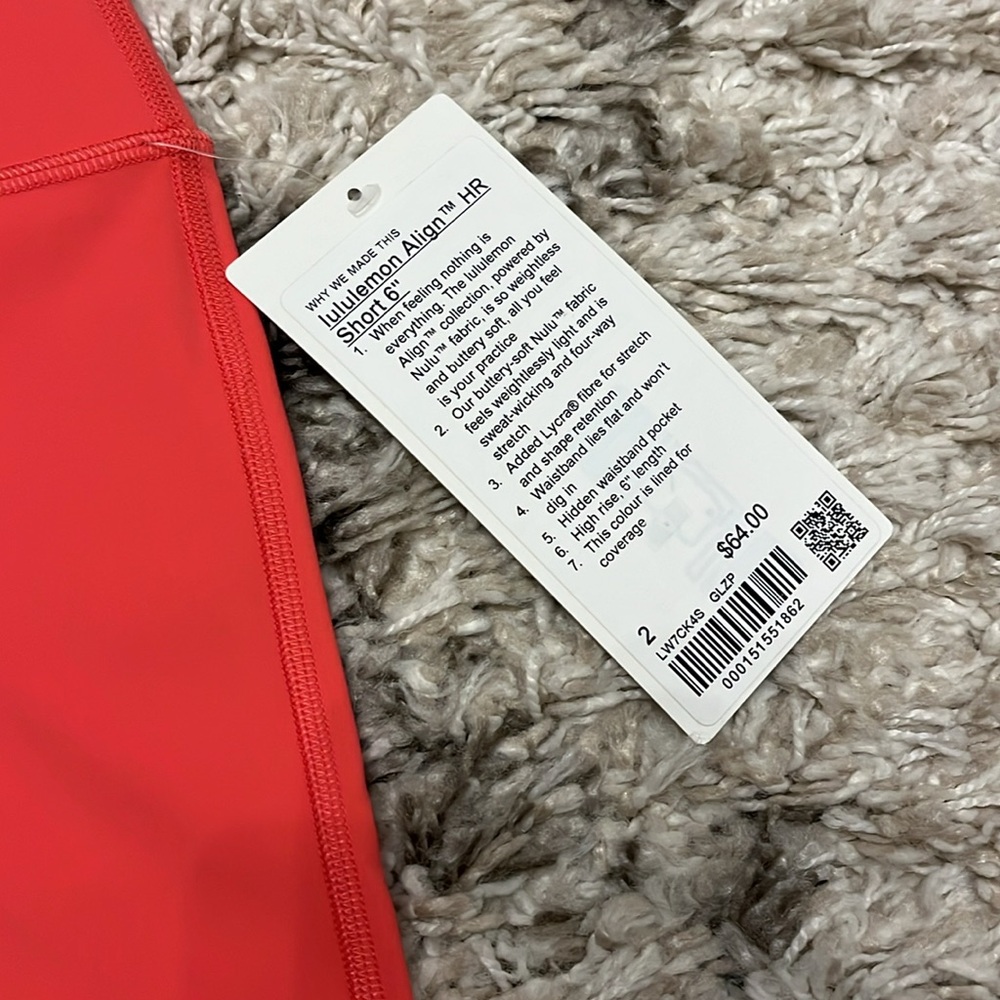 Lululemon Align HR short 6” Glaze Pink. Size 2. New with tag. - Picture 2 of 4